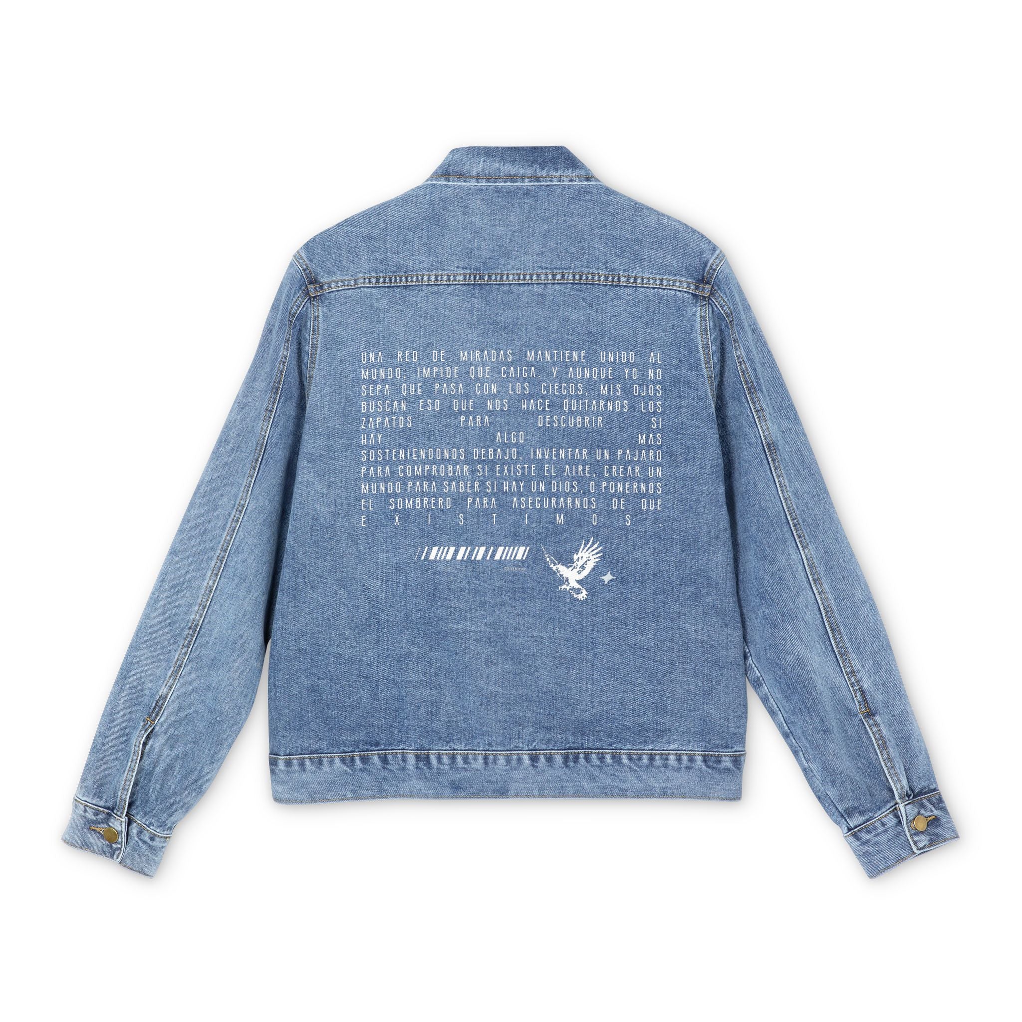 Denim Jacket "Existence Code" Washed Blue