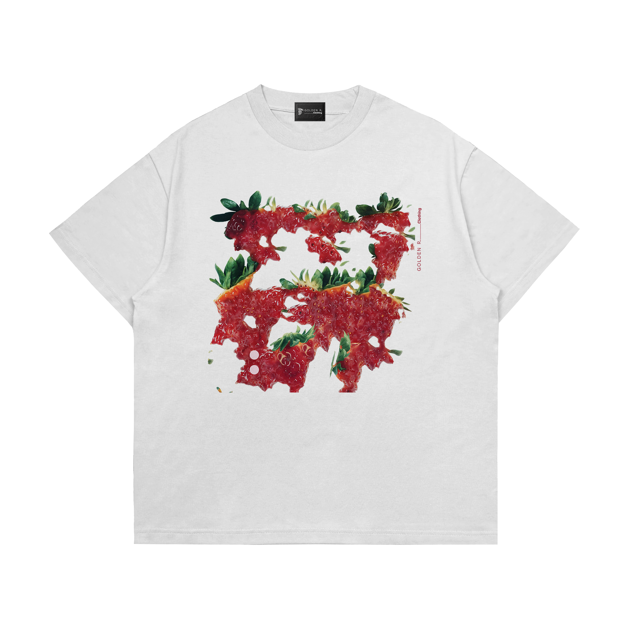 Boxy Oversized T-Shirt "Strawberry Chaos" White