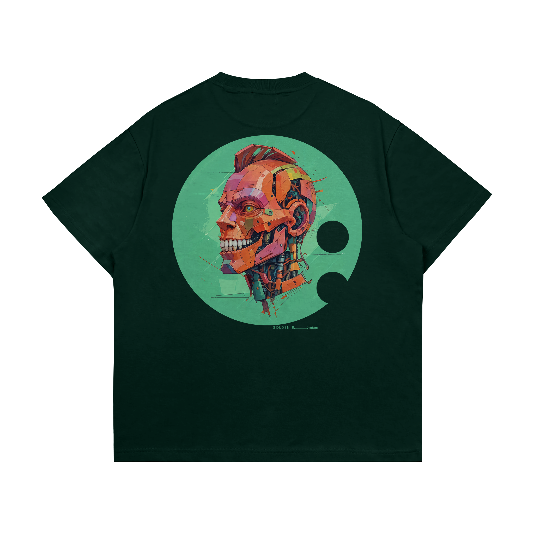 Boxy Oversized T-Shirt "Synthetic Mind" Pine Green