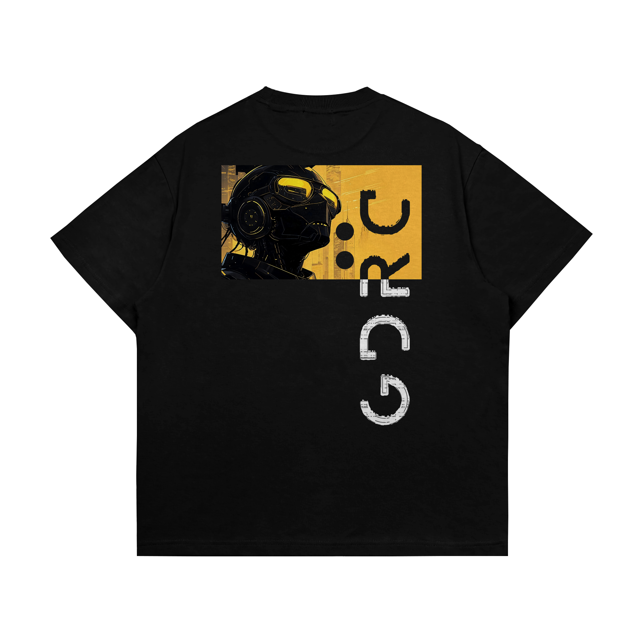 Boxy Oversized T-Shirt "Neon Sentinel" Black