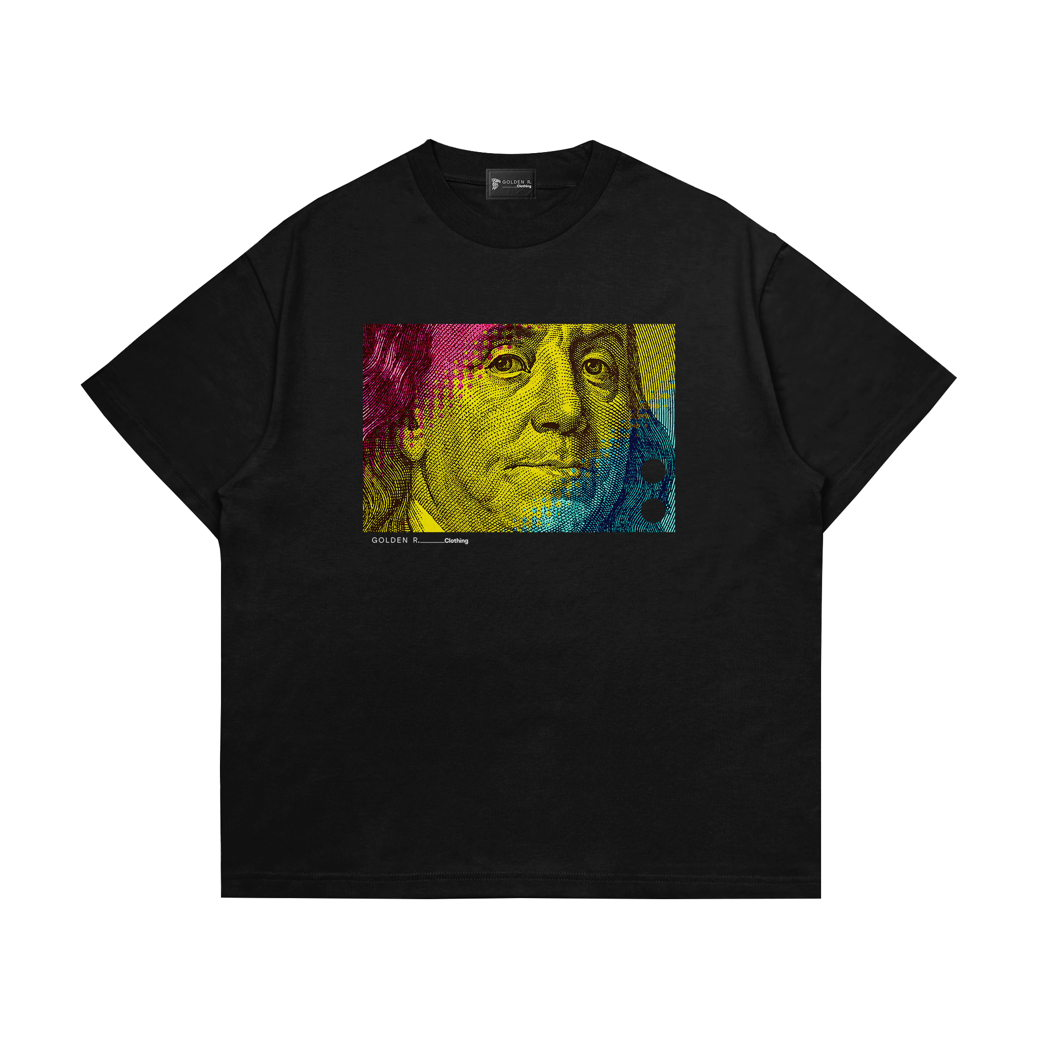 Boxy Oversized T-Shirt "CMYK Franklin" Black