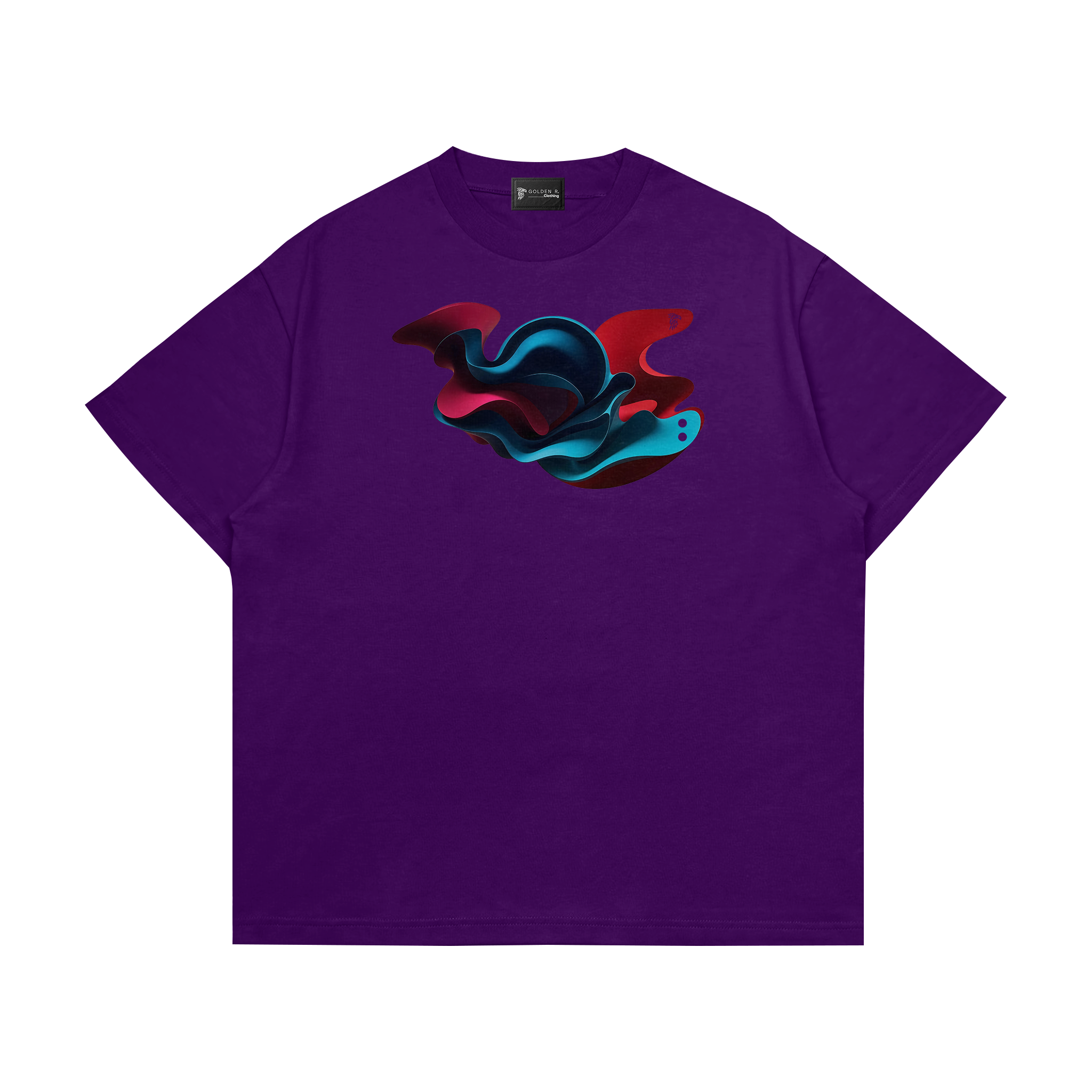 Boxy Oversized T-Shirt "Abstract Flow" Plum