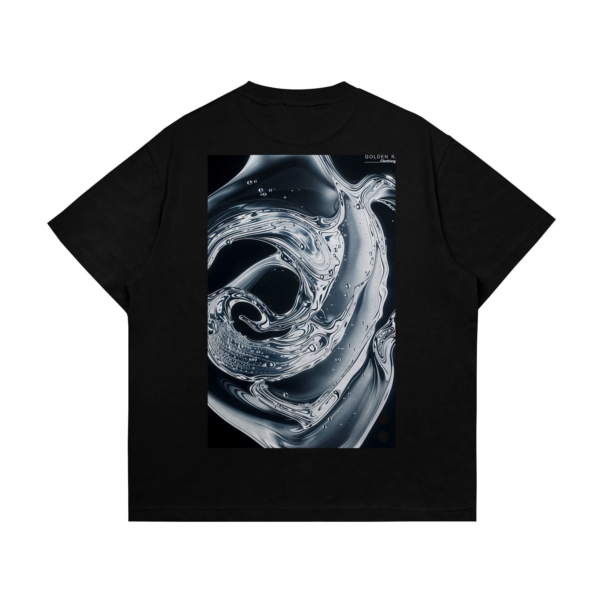Boxy Oversized T-Shirt "Liquid Rose" Black